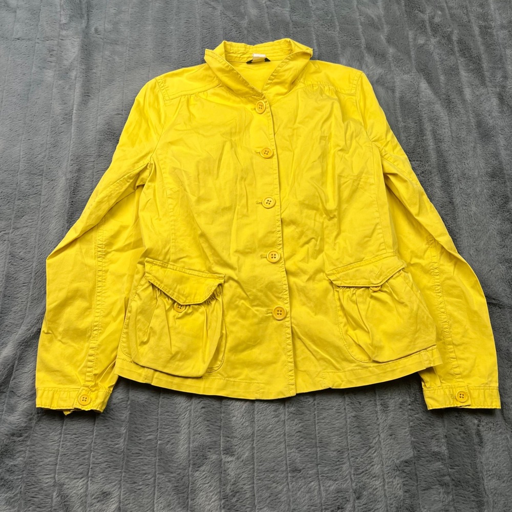 J.Crew Womens Yellow Cotton Blend Button Utility Field Jacket Size 4 RN77388